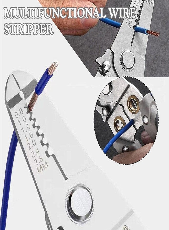 HETVIN 6 In 1 Multifunction Electrician Wire Plier Tool, Electrical Wire Strippers Wire Splitting Pliers, Stainless Steel Electrical Stripping Tool, Cable Stripping Cutting and Crimping - Image 2
